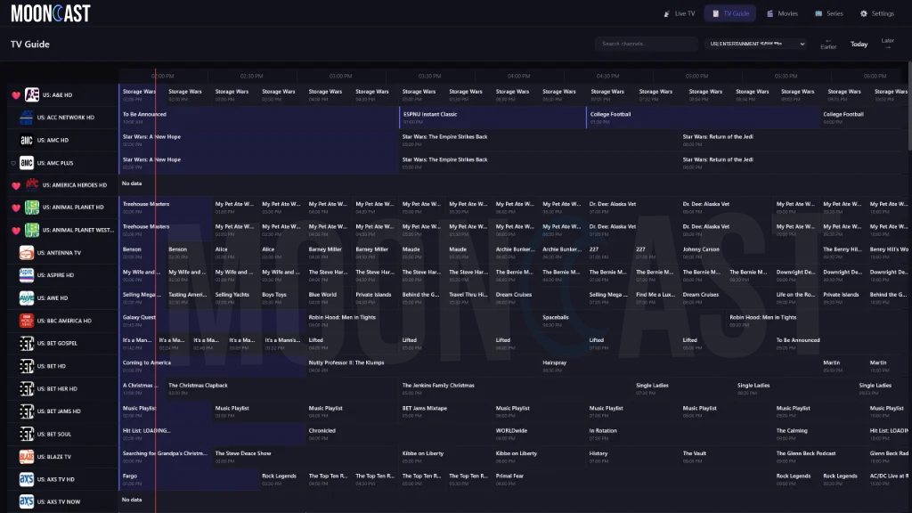 MoonCast IPTV content
