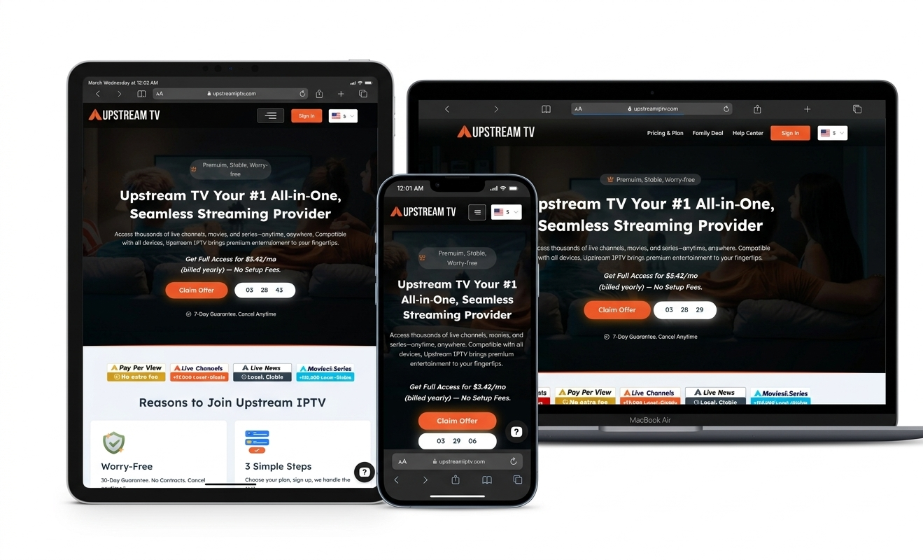 Upstream IPTV interface on Firestick and Android TV